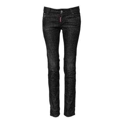 Dsquared² Black Cotton Low Waist Skinny Denim Jeans Dsquared²