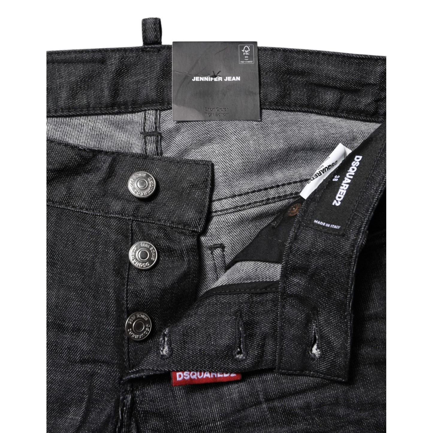 Dsquared² Black Cotton Low Waist Skinny Denim Jeans Dsquared²