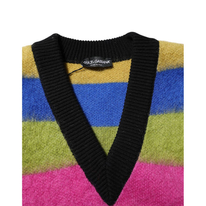 Dolce & Gabbana Multicolor Glitch Design Pullover Sweater