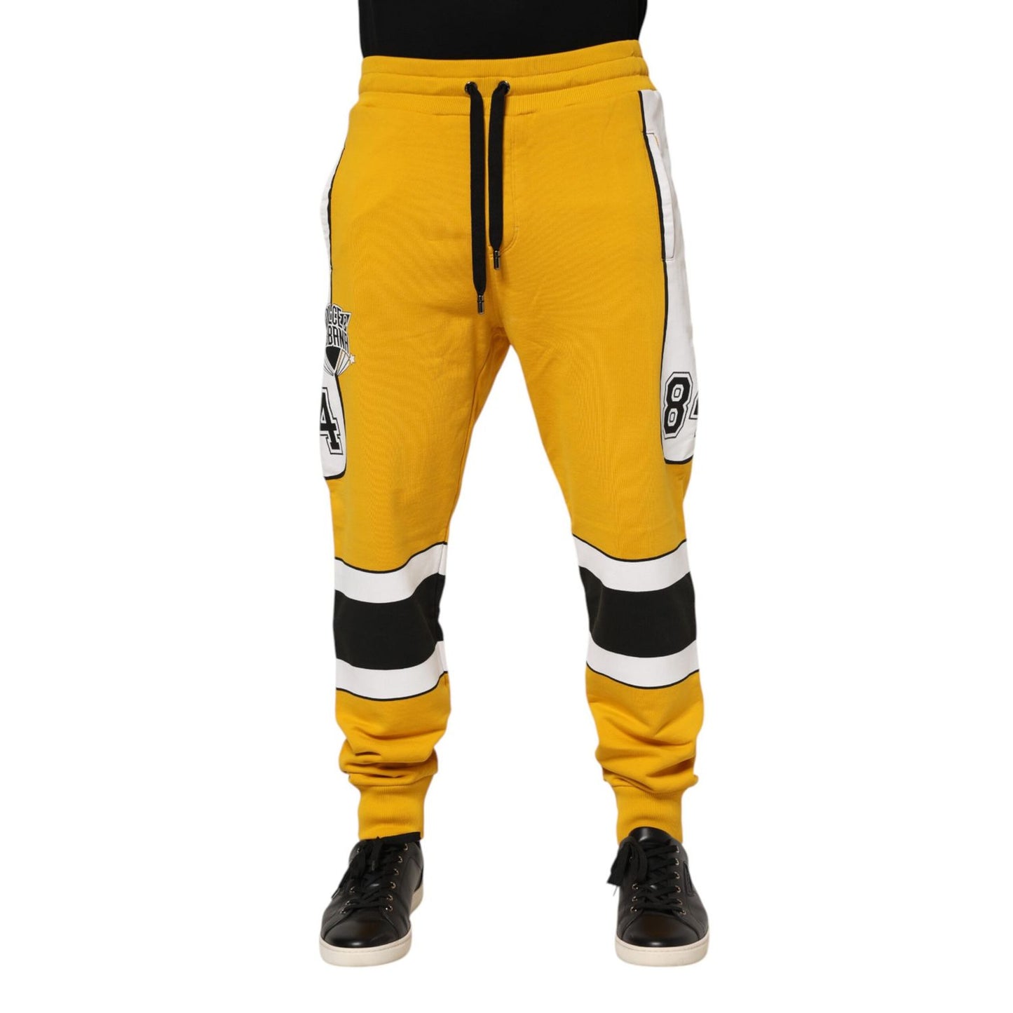 Dolce & Gabbana Yellow Cotton Logo Sweatpants Jogger Pants