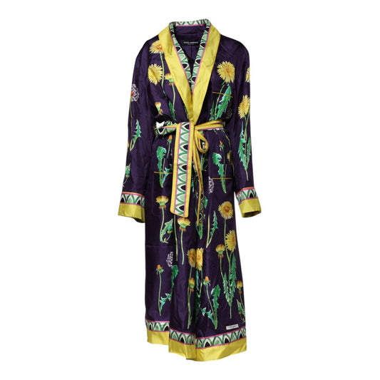 Dolce & Gabbana Blue Floral Print Silk Long Sleeves Wrap Robe 1728,67345645728,Blue,Clothing,Dolce & Gabbana,IT40|S,Material: 100% Silk,Preowned / Defect,Robes - Sleepwear - Clothing,Sleepwear - Clothing,Sleepwear - Women - Clothing,Women,Women - Clothing