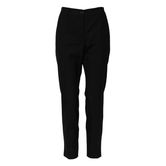 Dolce & Gabbana Black Wool High Waist Tapered Pants 1728,67345645728,Black,Clothing,Dolce & Gabbana,Dress Pants - Pants - Clothing,IT38 | XS,Jeans & Pants - Women - Clothing,Material: 99% Virgin Wool 1% Elastane,New with tags,Pants - Clothing,Women,Women