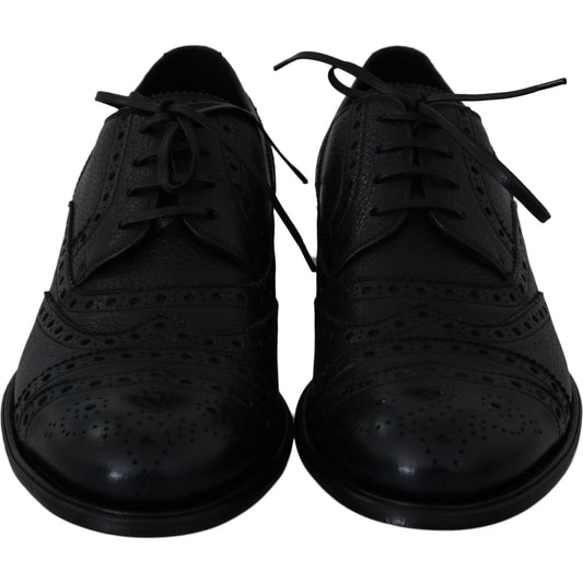 Dolce & Gabbana Elegant Dark Blue Wingtip Derby Dress Shoes Dolce & Gabbana