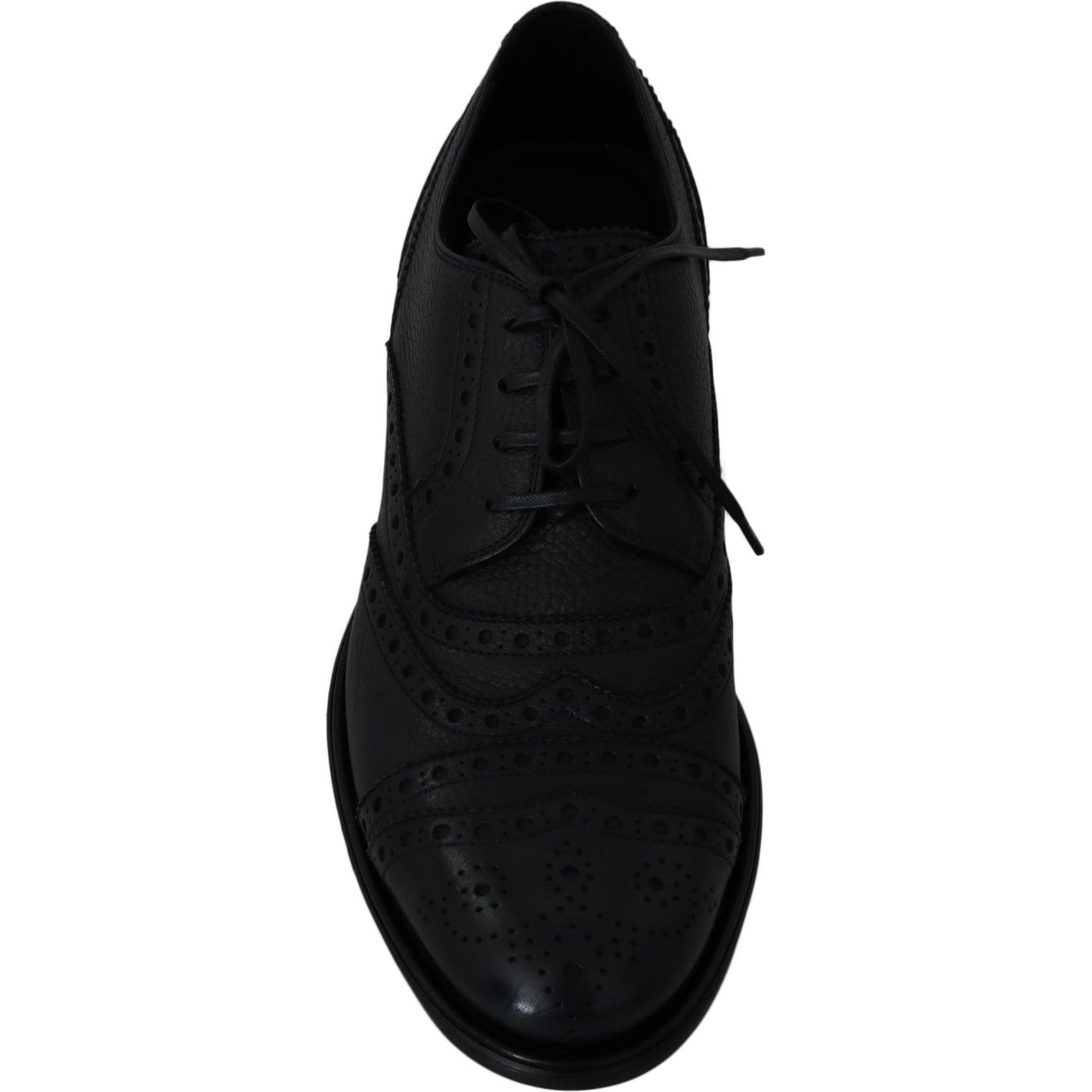 Dolce & Gabbana Elegant Dark Blue Wingtip Derby Dress Shoes Dolce & Gabbana