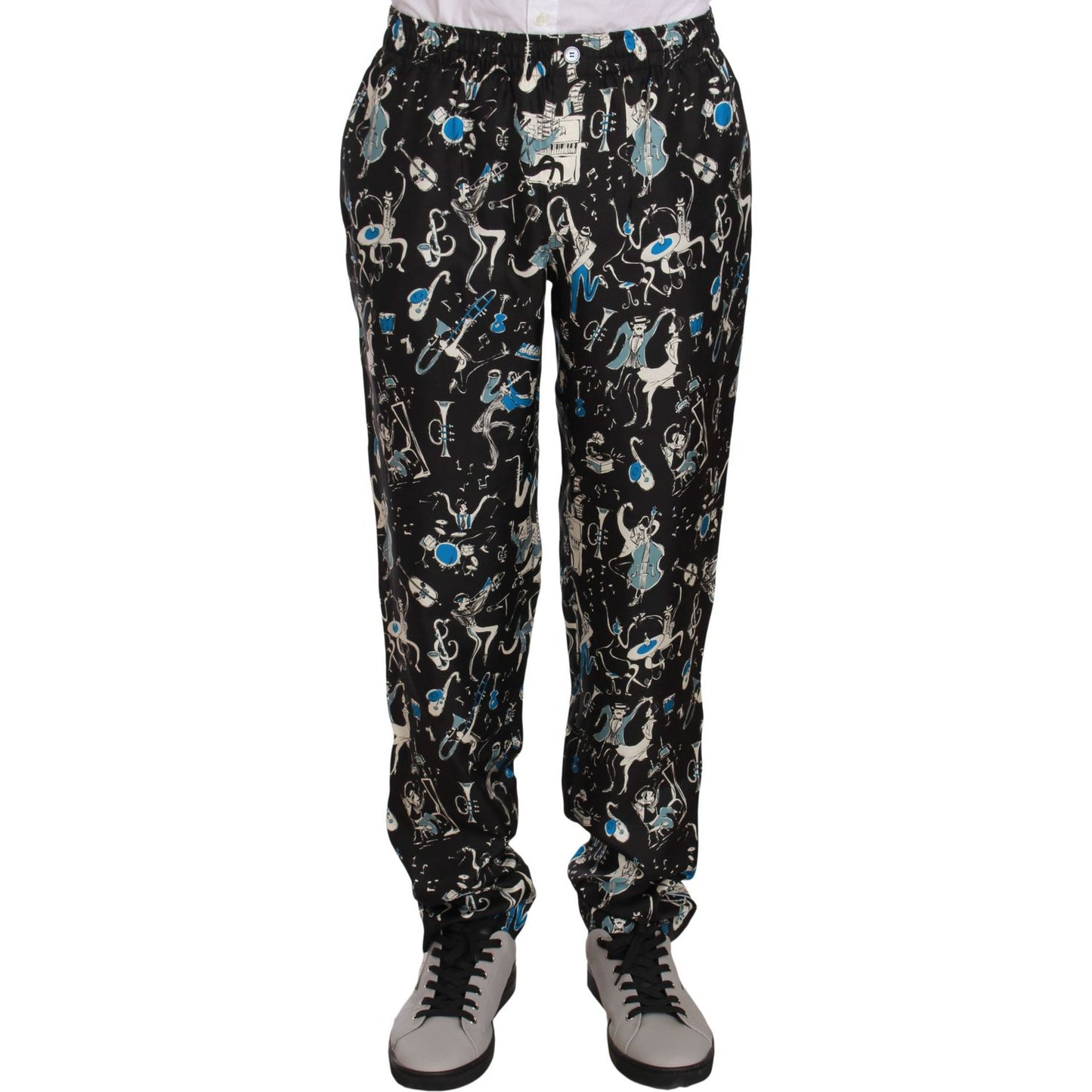 Elegant Silk Lounge Pants with Unique Print