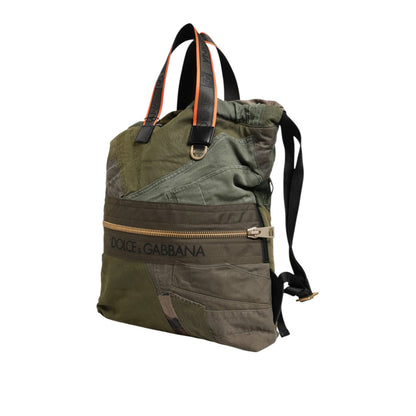 Dolce & Gabbana Military Green Patchwork Rucksack Backpack Bag
