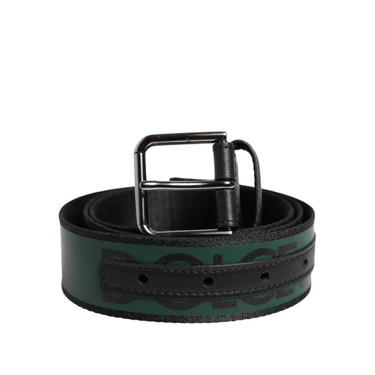 Dolce & Gabbana Green Black Polyester DG Logo Buckle Belt 1728,67345645728,90 cm / 36 Inches,Accessories,Belts - Accessories,Belts - Men - Accessories,Dark Green,Dolce & Gabbana,Material: 90% Polyester 10% Calf Leather,Men,Men - Accessories,Preowned / Def