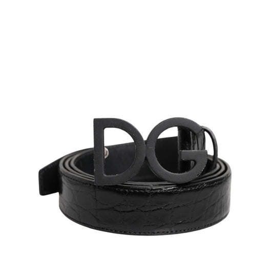 Dolce & Gabbana Black Leather Classic Metal DG Buckle Belt 110 cm / 44 Inches,1728,67345645728,80 cm / 32 Inches,Accessories,Belts - Accessories,Belts - Men - Accessories,Black,Dolce & Gabbana,Material: Caimano Leather,Men,Men - Accessories,New with tags,