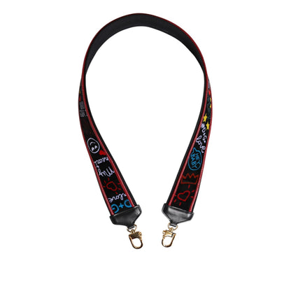 Dolce & Gabbana Black Cotton Printed Women Bag Accessory Shoulder Strap