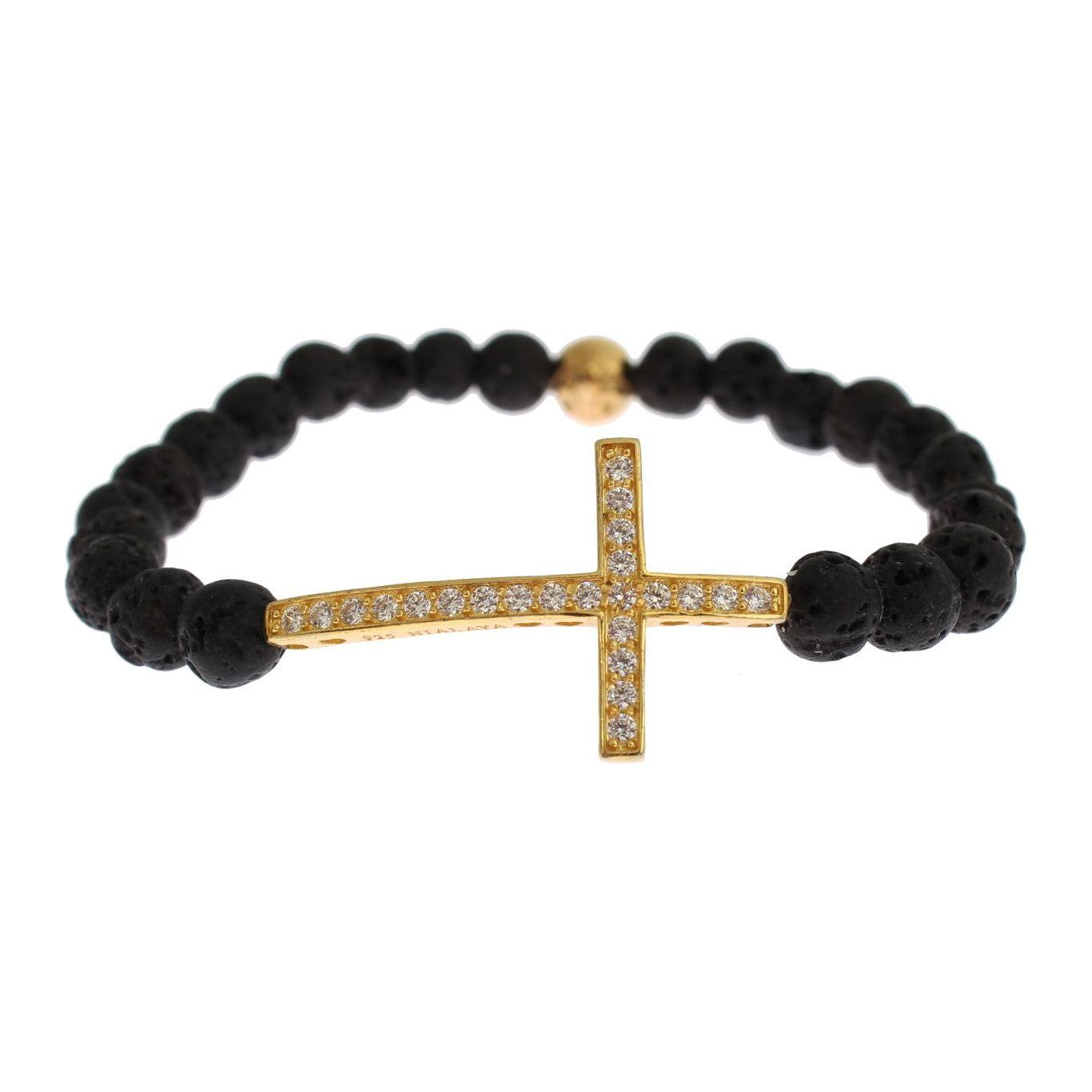 Nialaya Elegant Gold & Black Lava Stone Bracelet Bracelet Nialaya