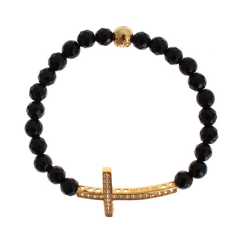 Nialaya Gold Plated Sterling Bracelet with CZ Diamond Cross Bracelet Nialaya