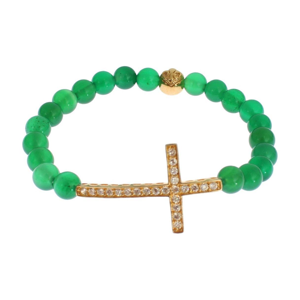 Nialaya Elegant Green Jade Bead & Gold Plated Bracelet Bracelet Nialaya