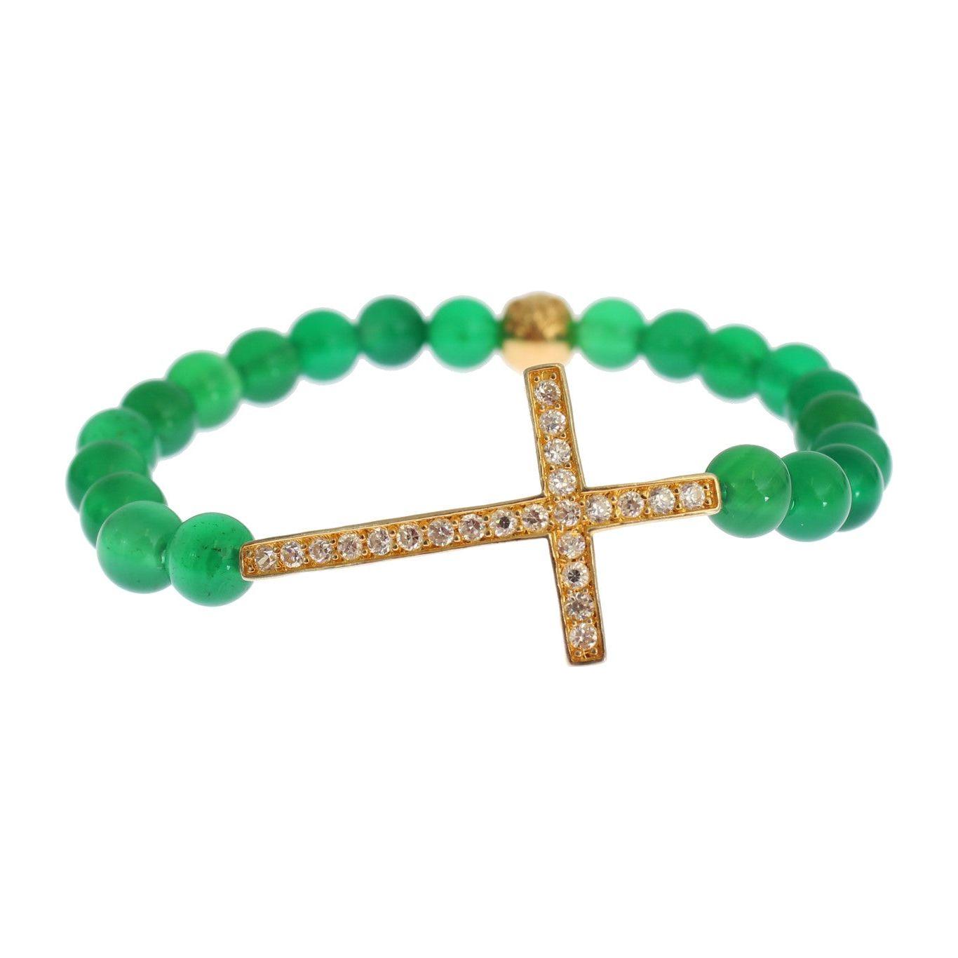 Nialaya Elegant Green Jade Bead & Gold Plated Bracelet Bracelet Nialaya