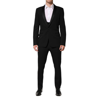 Dolce & Gabbana Black Wool 3 Piece Single Breasted Suit