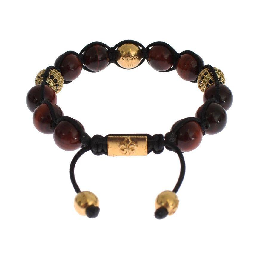 Nialaya Radiant Red Tiger Eye & CZ Gold Bracelet Bracelet Nialaya