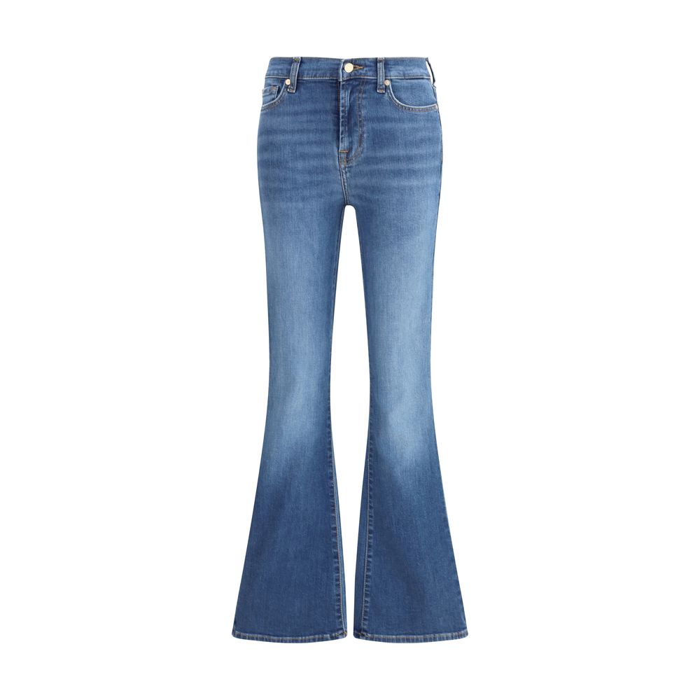 7FOR Blue Cotton Flared Jeans
