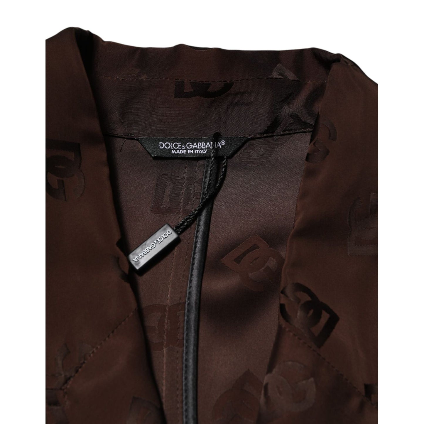 Dolce & Gabbana Brown Polyester Logo Monogram Coat Jacket