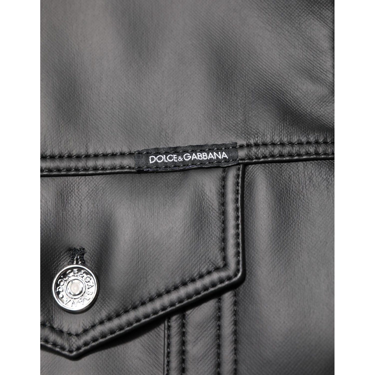 Dolce & Gabbana Black Polyester Button Down Biker Jacket