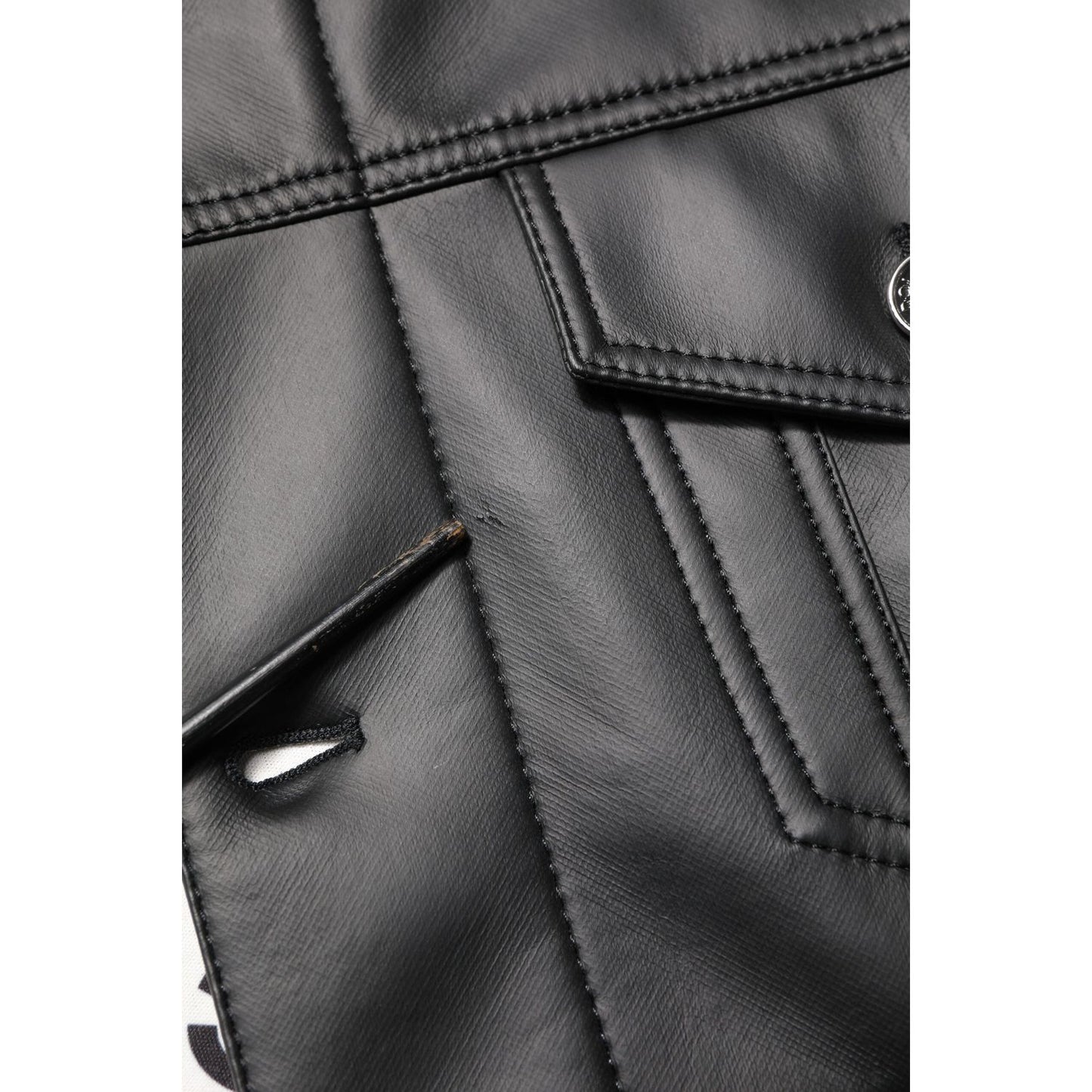 Dolce & Gabbana Black Polyester Button Down Biker Jacket