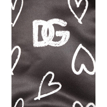 Dolce & Gabbana Black Polyester Heart Print Bomber Jacket