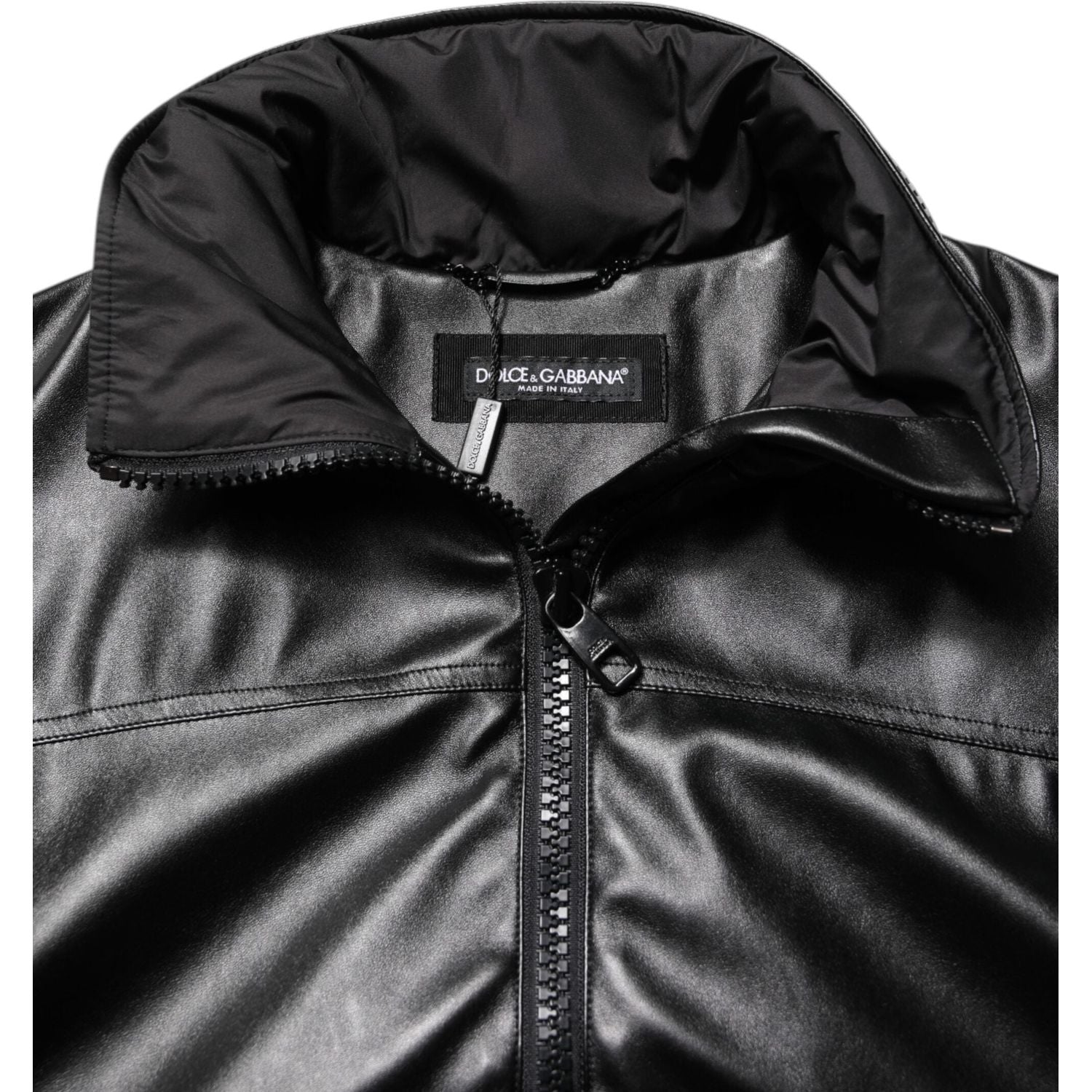 Dolce & Gabbana Black Polyester Logo Plaque Bomber Jacket