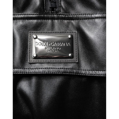 Dolce & Gabbana Black Polyester Logo Plaque Bomber Jacket
