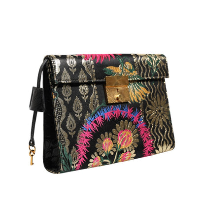 Dolce & Gabbana Multicolor Jacquard Floral Document Briefcase Bag