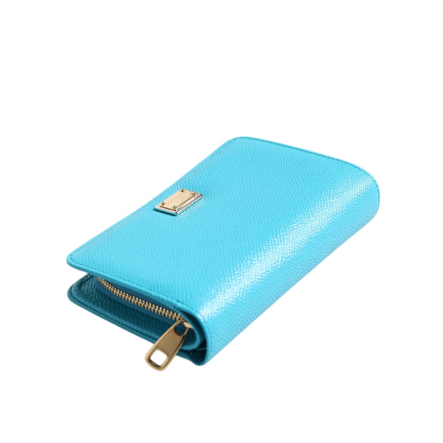 Dolce & Gabbana Light Blue Leather Bifold Continental Clutch Wallet