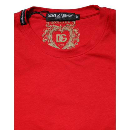 Dolce & Gabbana Red Cotton Short Sleeves Crew Neck Top T-shirt