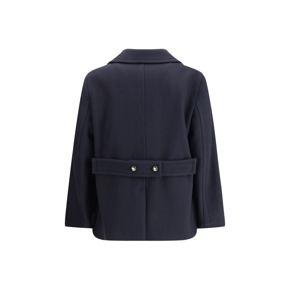 Valentino Blue Fleece Wool Coat
