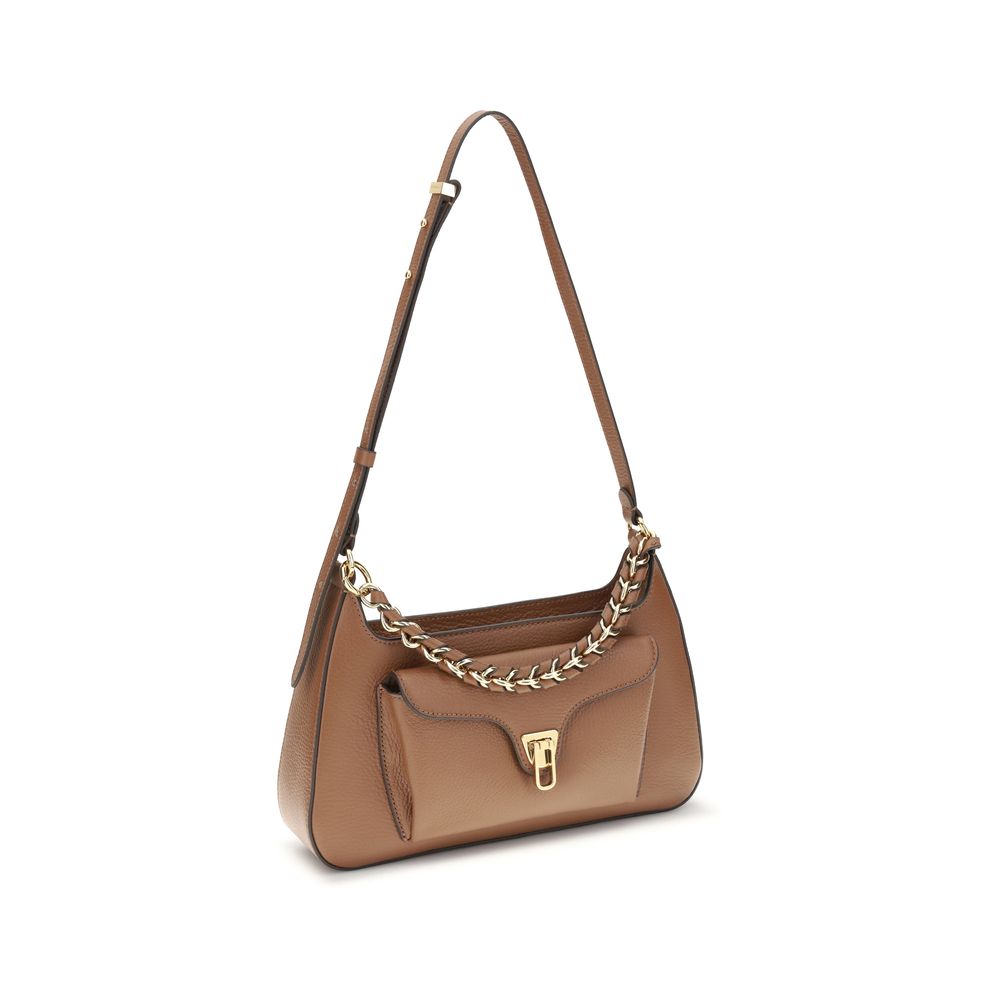 Coccinelle Beige Calf Leather Bos Taurus Shoulder Bag Coccinelle