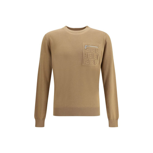 Fendi Beige Fleece Wool Sweatshirt Fendi