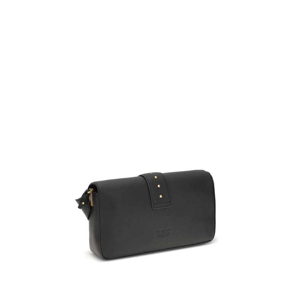 PINKO Black Calf Leather Bos Taurus Shoulder Bag