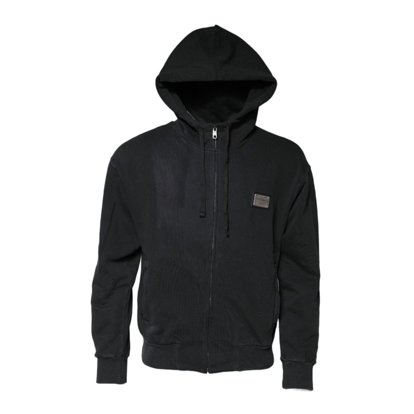 Dolce & Gabbana Black Logo FullZip Hooded Sweatshirt Sweater
