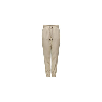 Only Beige Viscose Casual Pants Only