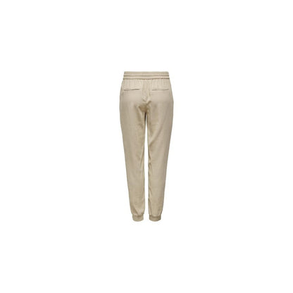 Only Beige Viscose Casual Pants Only