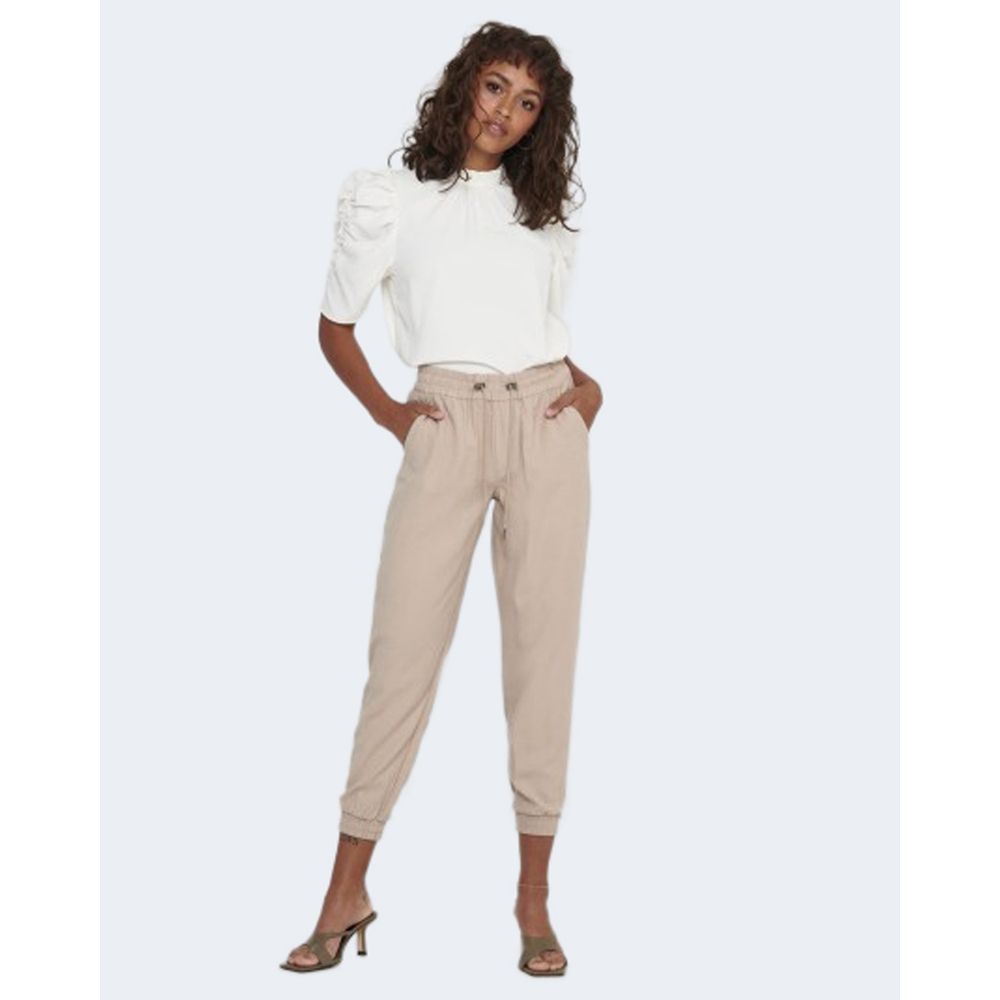 Only Beige Viscose Casual Pants Only