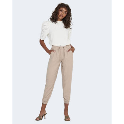 Only Beige Viscose Casual Pants Only