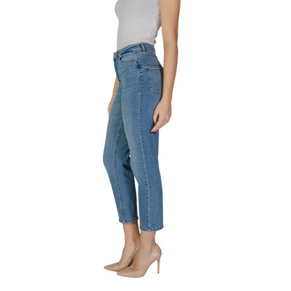 ICHI Light Blue Cotton Mom Jeans