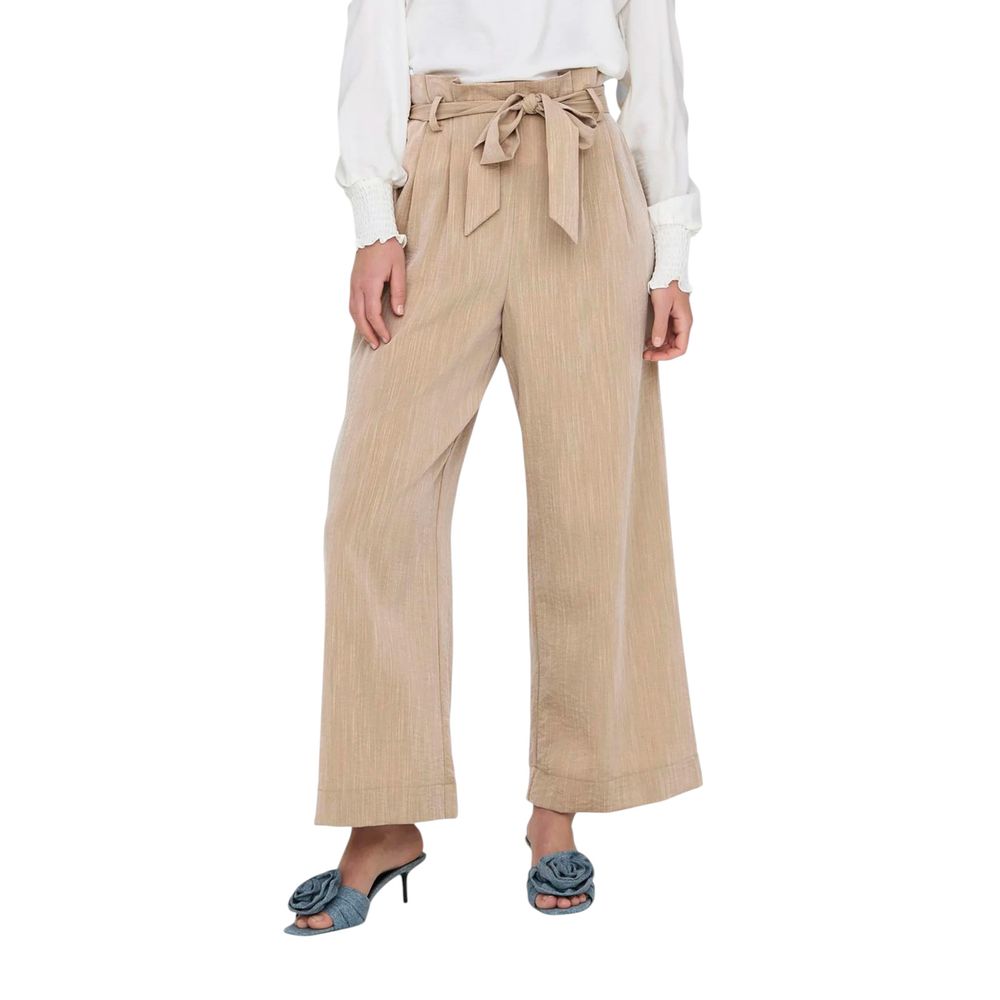 Only Beige Viscose Casual Pants Only