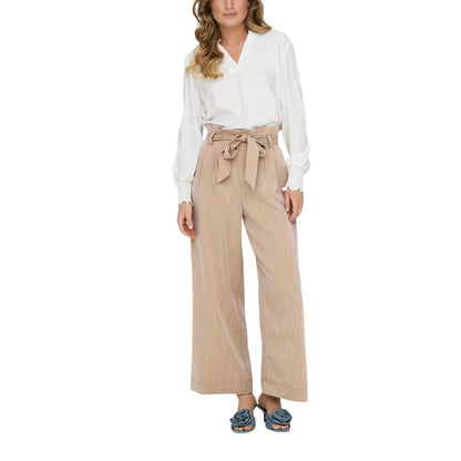 Only Beige Viscose Casual Pants Only