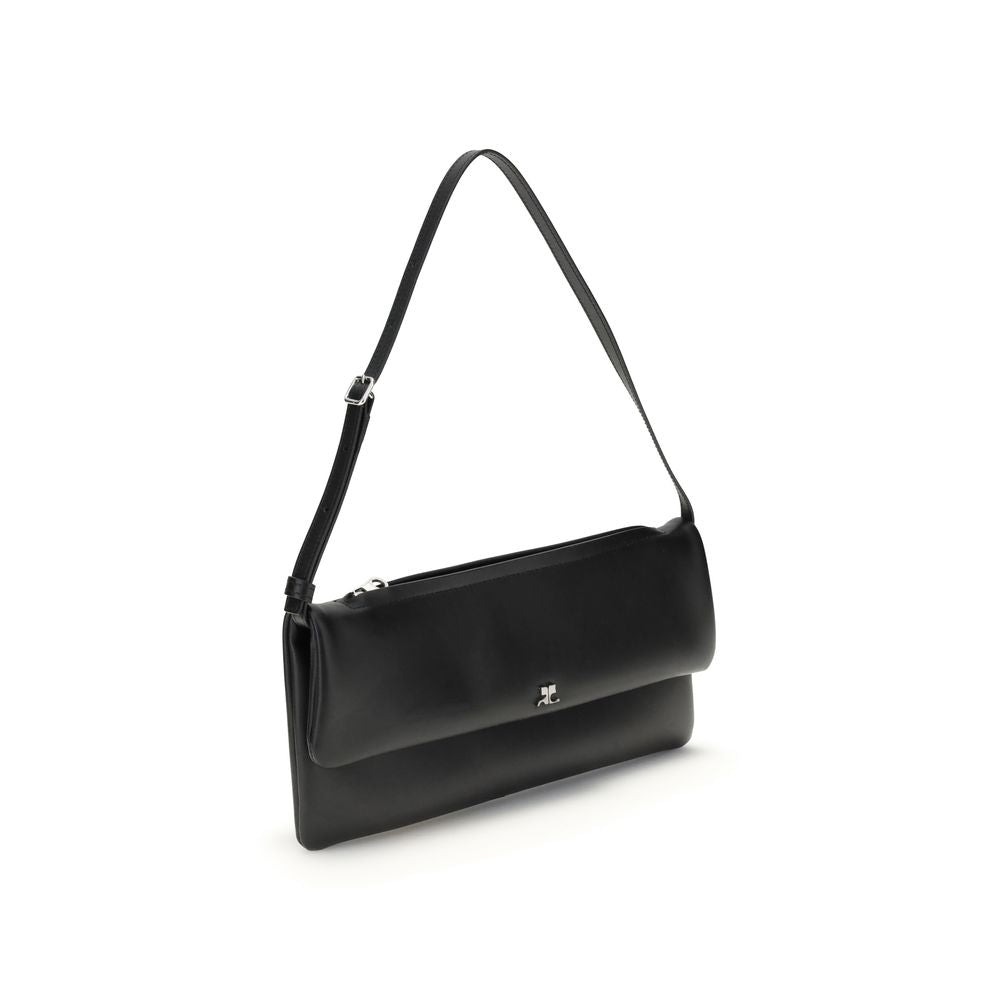 Courrèges Black Calf Leather Bos Taurus Shoulder Bag Courrèges