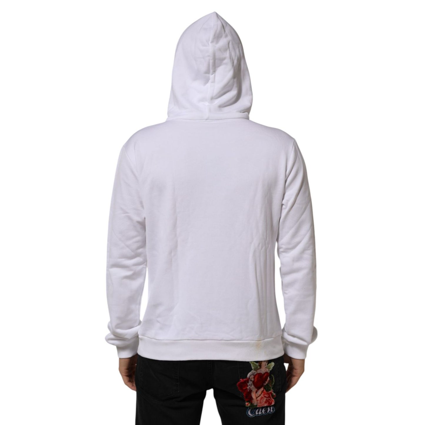 Dolce & Gabbana White Sacred Heart Hooded Sweatshirt Sweater