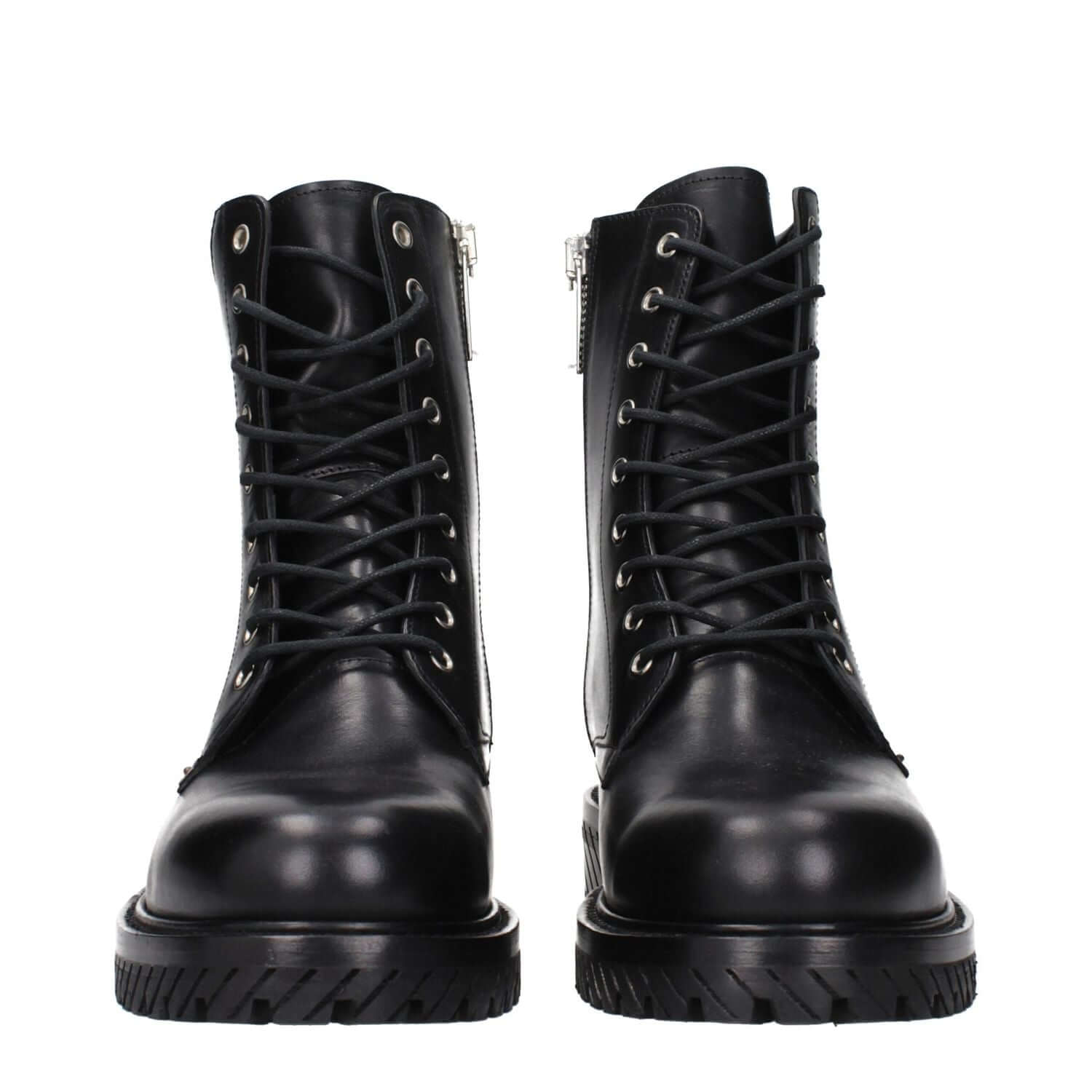Off-White Black Leather Ankle Boots