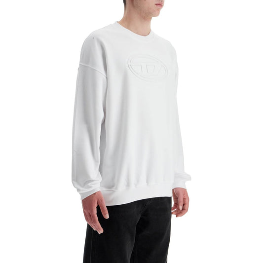 Diesel white cotton sweatshirt with raised logo for men Topwear Diesel Light Gray