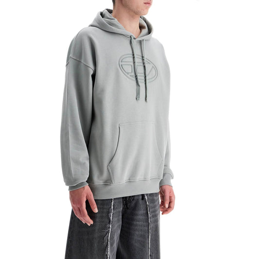 Diesel men's grey cotton hoodie with kangaroo pocket Topwear Diesel Gray