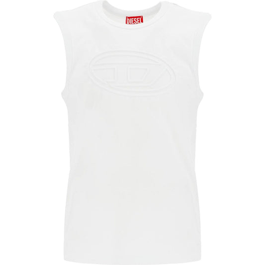 Diesel white cotton tank top with wide neckline Topwear Diesel White Smoke