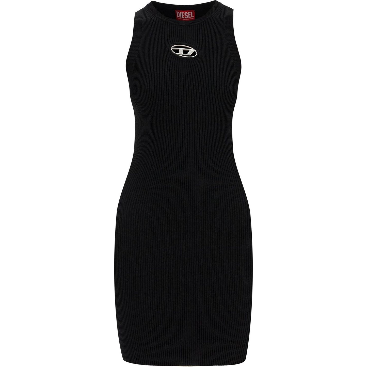 Diesel black ribbed viscose dress with wide neckline Dresses Diesel Black