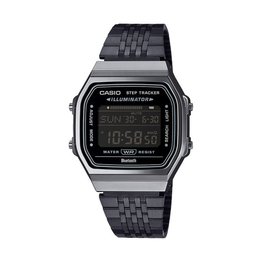 CASIO VINTAGE Mod. BLUETOOTH®  SMARTPHONE LINK - BLACK - built-in accelerometer senses body movements + steps counter WATCHES CASIO EU