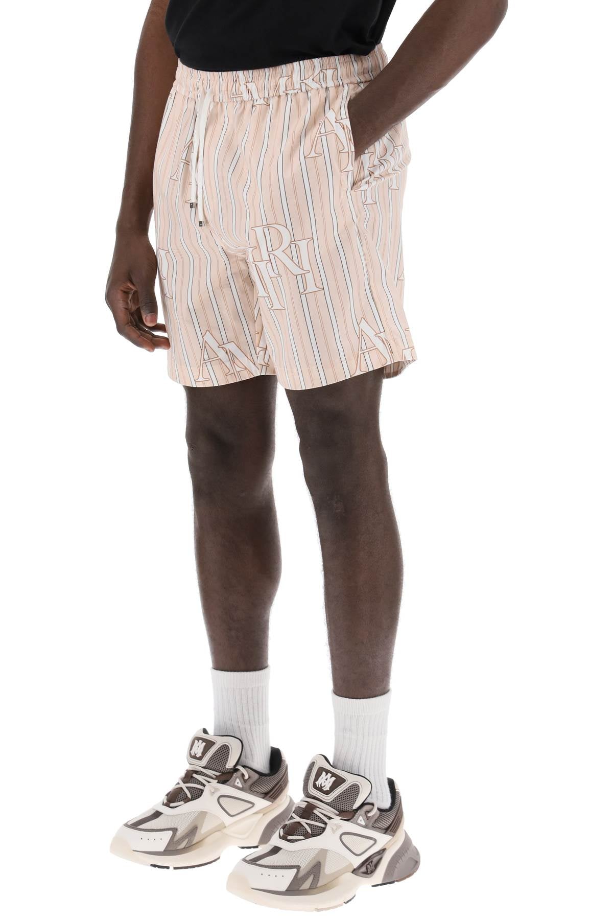 Amiri stripe technical poplin bermuda shorts with logo  "striped Short trousers Amiri